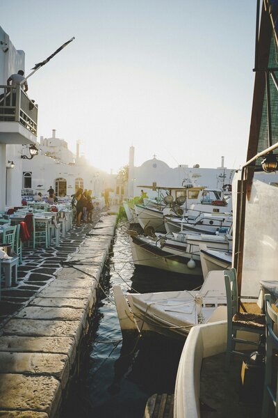 Paros boats sunrise