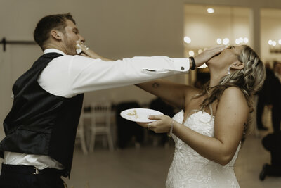 Bride and groom cake smash