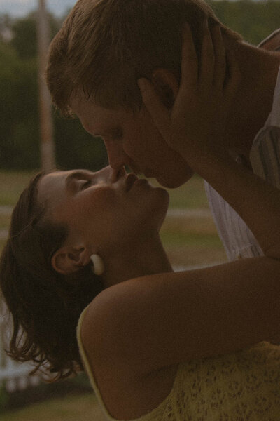 Cinematic couple during their maternity session in Washington Missouri