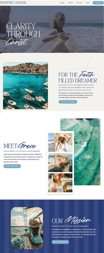 landing page of heavenly coastal website design 