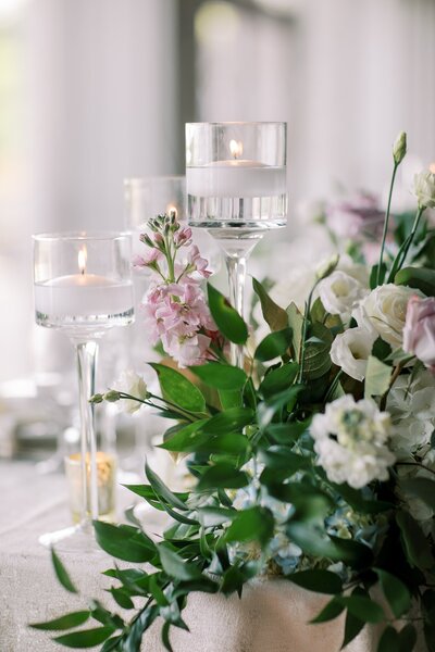 Wedding tablescape with florals