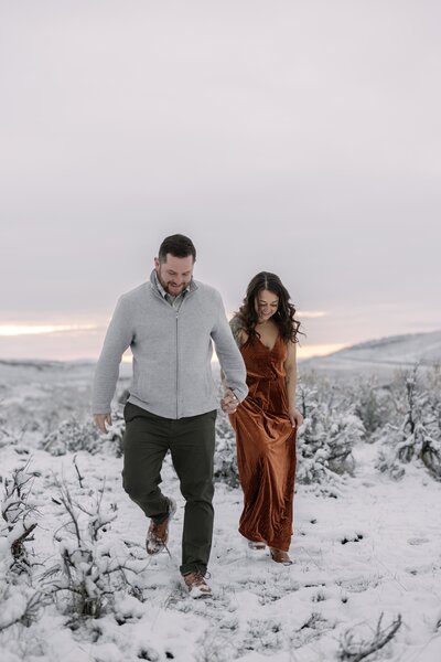 mountain winter engagement in Casper, WY