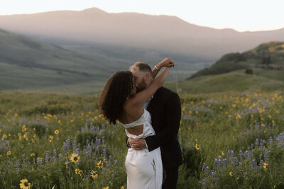 Couple looking at each other during utah elopement