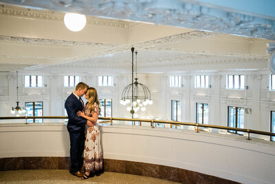 engagement photos at king street station in seattle