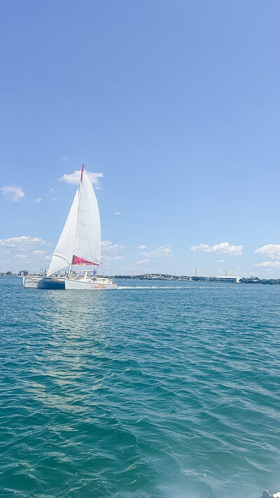 Bride and groom walk up memorial steps at their DC wedding