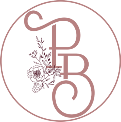 Submark emblem of a P and B inside a circle for a florist