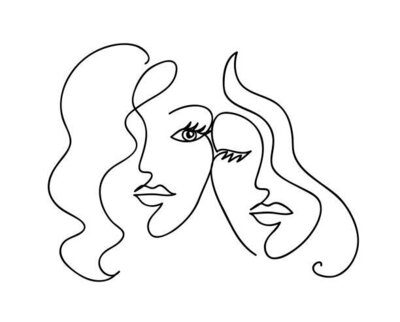 line drawing of two women