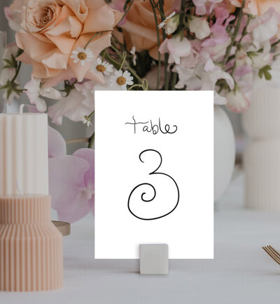 White rectangle table numbers