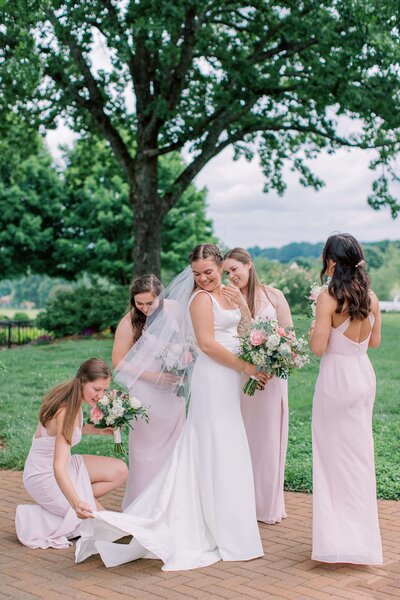 Bride and groom on their wedding day in Morganton, NC