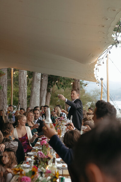 Detail shot of wedding reception, floral arrangement, showcasing Rae Terrillon's attention to storytelling elements