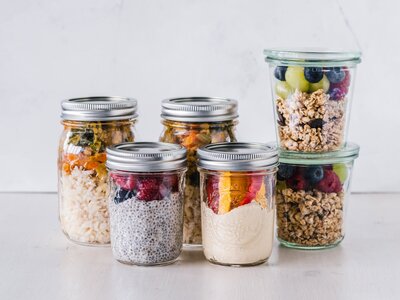 Jars of healthy food