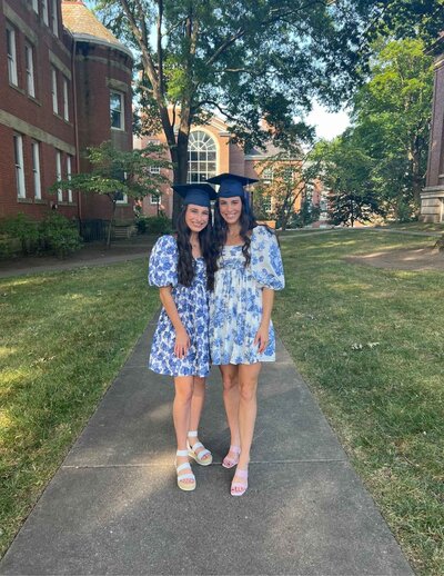 Twin PA students celebrating exam success outside in summer clothing