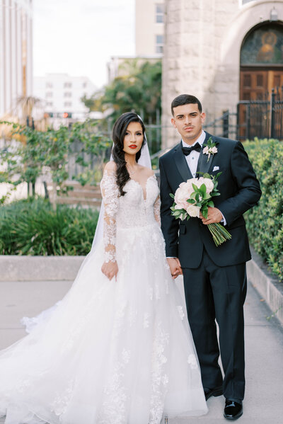 classic chic bride and groom bridals at Tampa Florida wedding