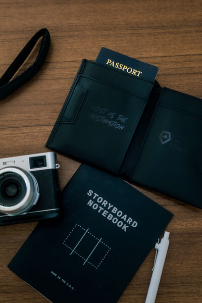 Passport and film camera