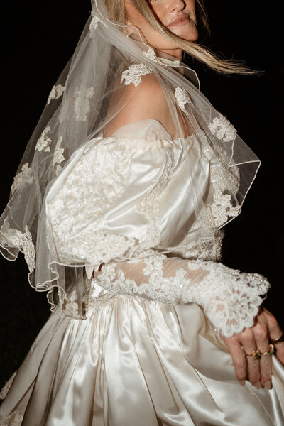 Vintage wedding dress worn by St. Pete bride.