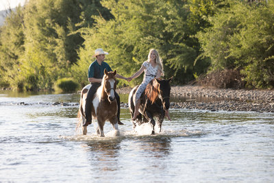 engagement shoot riding horses