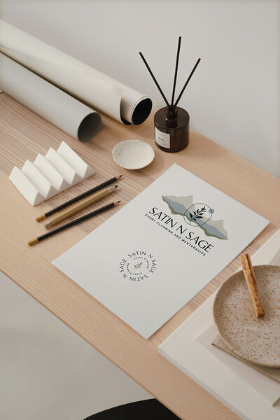 Logo mockup for custom brand and web design for photographers Palme Design Co