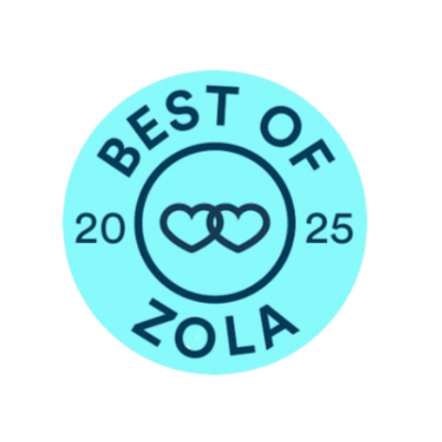 RJ Stewart events zola badge for being named 2025 best of zola for wedding planning services in connecticut