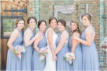 bridesmaids before wedding at the Old Cigar Warehouse in Greenville SC
