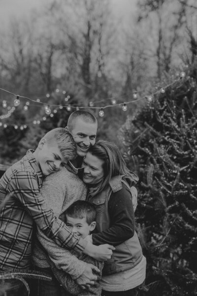 family in tree farm