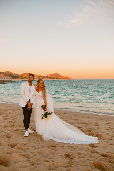 Destination wedding photos on the beach in  Cabo San Lucas