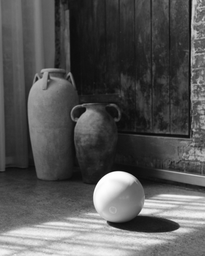 Black and white collection of ceramic objects, including two jugs and a stool, with labels 'No. 01', 'No. 02', 'No. 03', and 'Objects'.