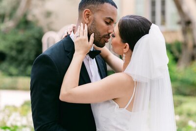 bride & groom hugging
