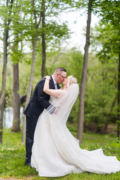 bride and groom at wedding formals at the Hillstead Museum