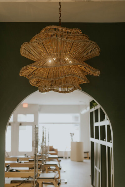 Circle vase with Pompas grass on neutral background