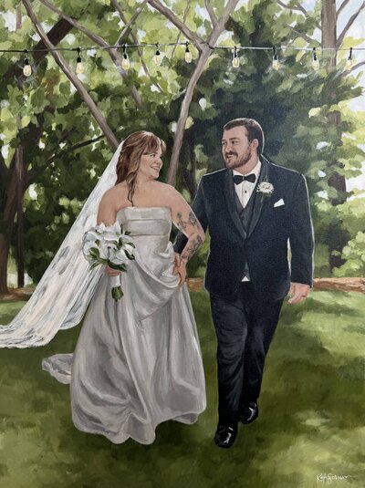 bride and groom painting