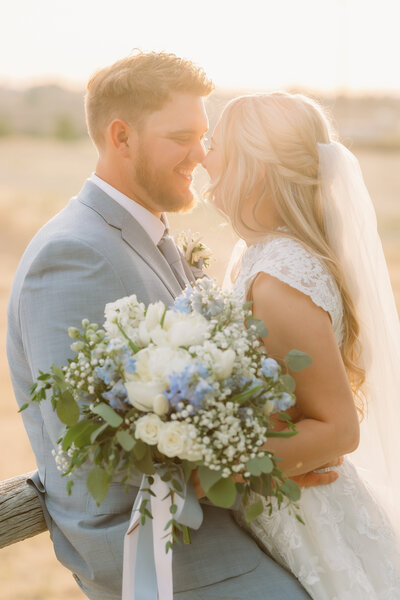 Bride and groom at High Desert Station wedding in Star, Idaho