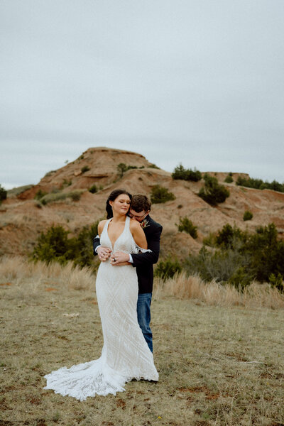intimate bride and groom portrait taken by okc wedding photographer