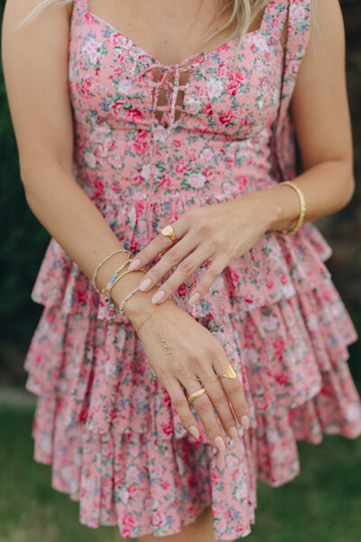 Orange County permanent jewelry brand photoshoot, branding photoshoot for boutique