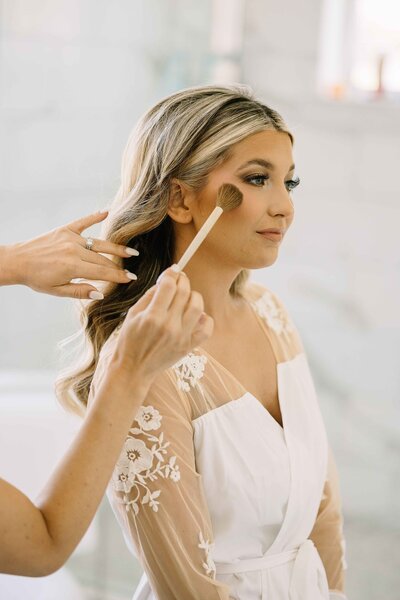 Bride Getting Make-up Done - Mikayla & Mario | Harmony Meadows Wedding - Lake Chelan Wedding