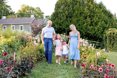 extended family outfits wearing blue at golden hour