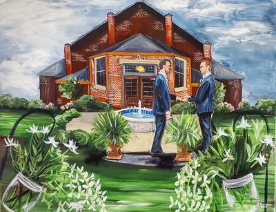 Ceremony painting of a same sex elopement By Brittany Branson