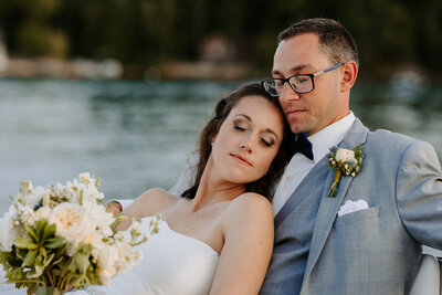 bride & groom embracing