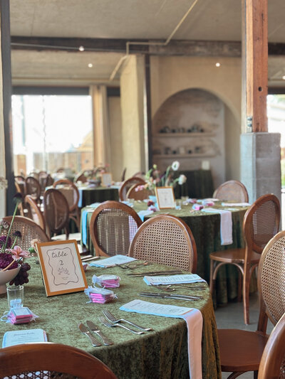 Wedding table set-up with chairs