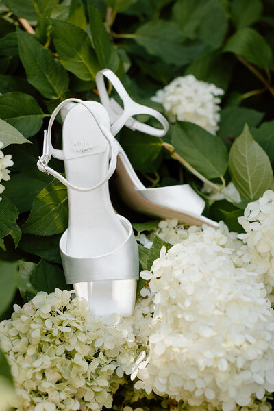detail photo of brides shoes in a bush at nashville venue