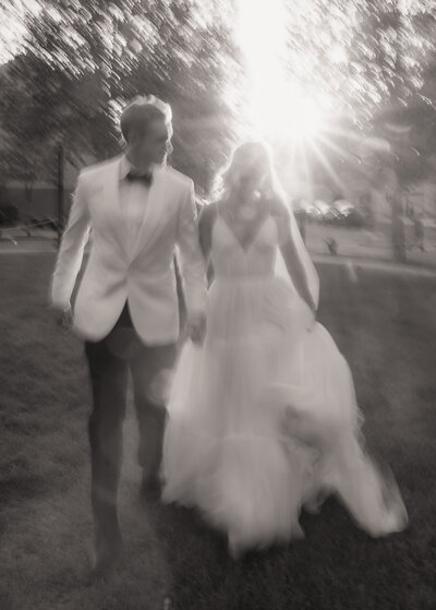 blurry wedding bride and groom