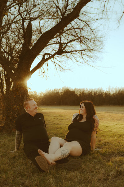 Golden hour maternity session in a field in Abilene, TX