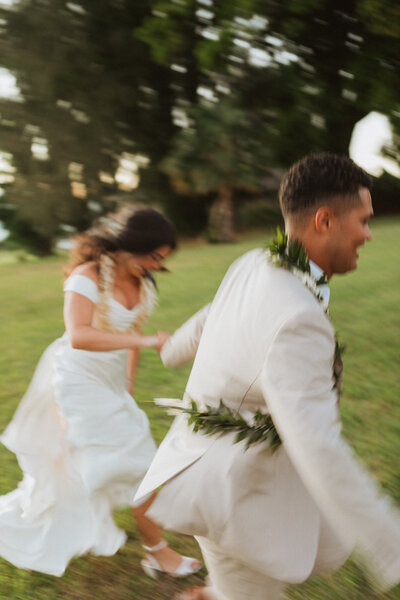 bride and groom embracing