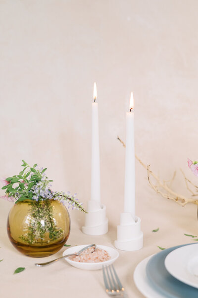 White Taper Candle Holder for Home or Wedding Decor
