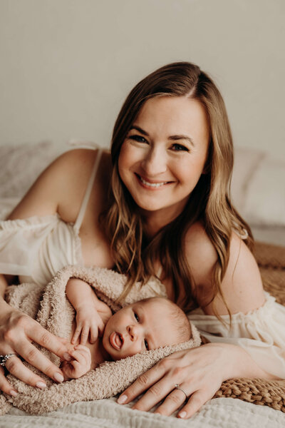 mother son newborn studio session at free spirit photography in parker colorado