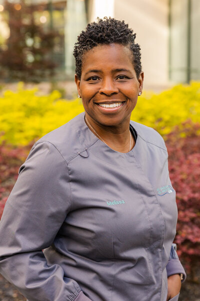 Outdoor headshot of Atlanta dentist office members by Atlanta headshot photographer Laure photography
