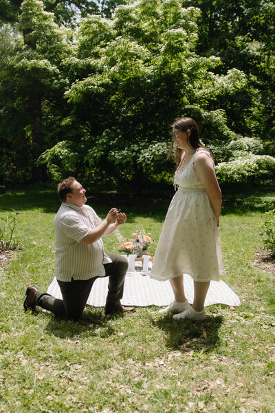 A queer couple during a proposal.