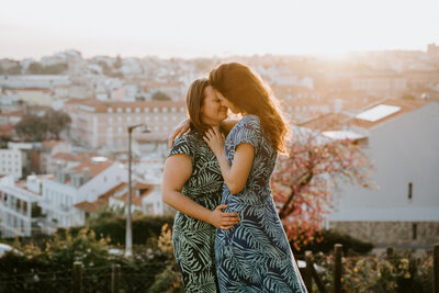 Two girls in love in Lisbon Portugal