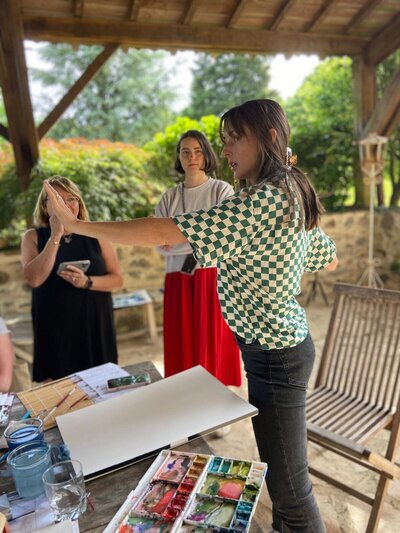 france jenna rainey art retreat checkered shirt teaching WEB