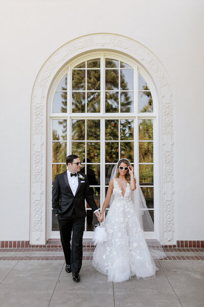 Bride and groom in vineyards at Livermore wedding