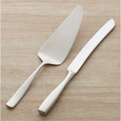 Silver cake server and knife